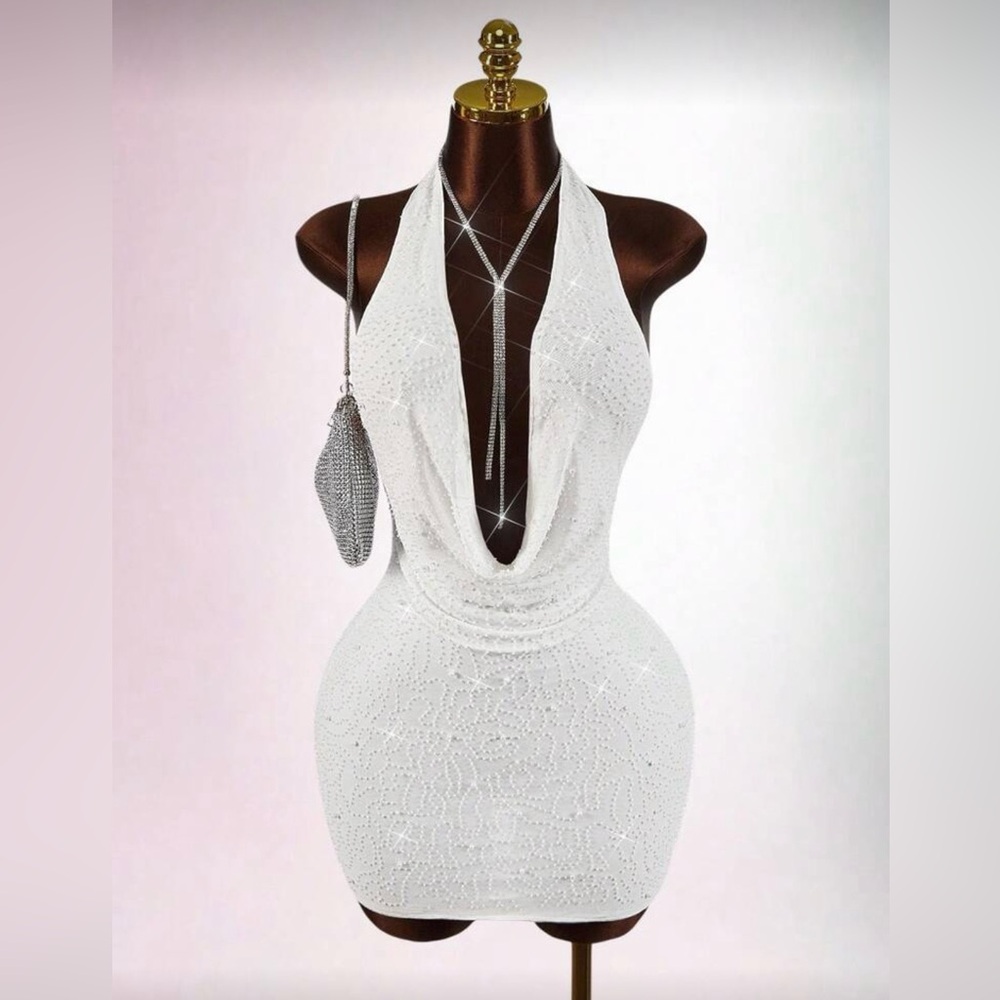 Elegant White Halter Dress